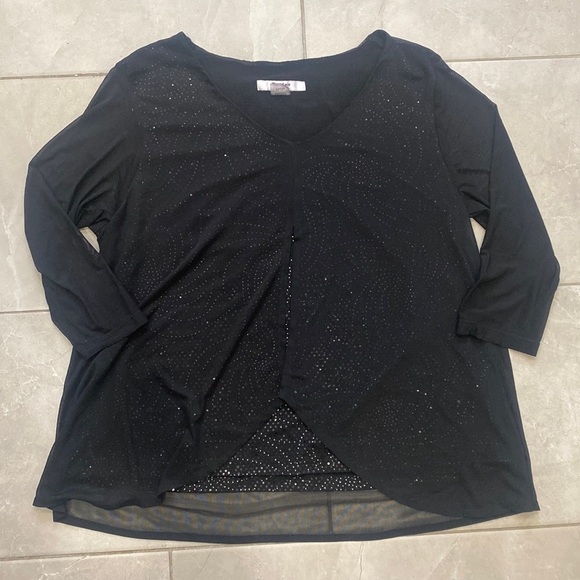 Tanjay Black Sheer With Silver Tone Embellishments - Picture 1 of 13